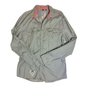 Buffalo David Bitton Striped Shirt Jacket - Gray and Pink Accents